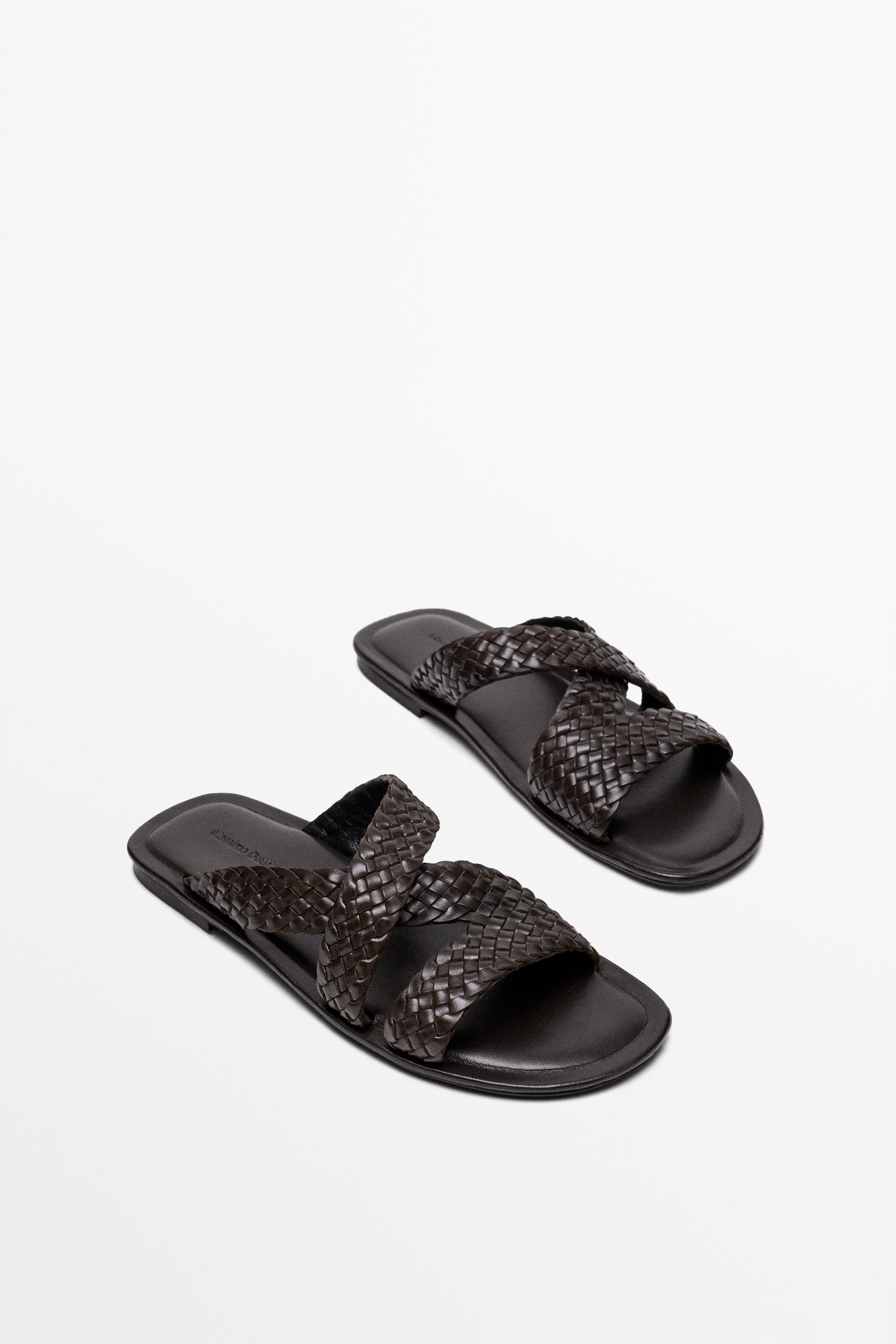 Braided leather sandals | Massimo Dutti US