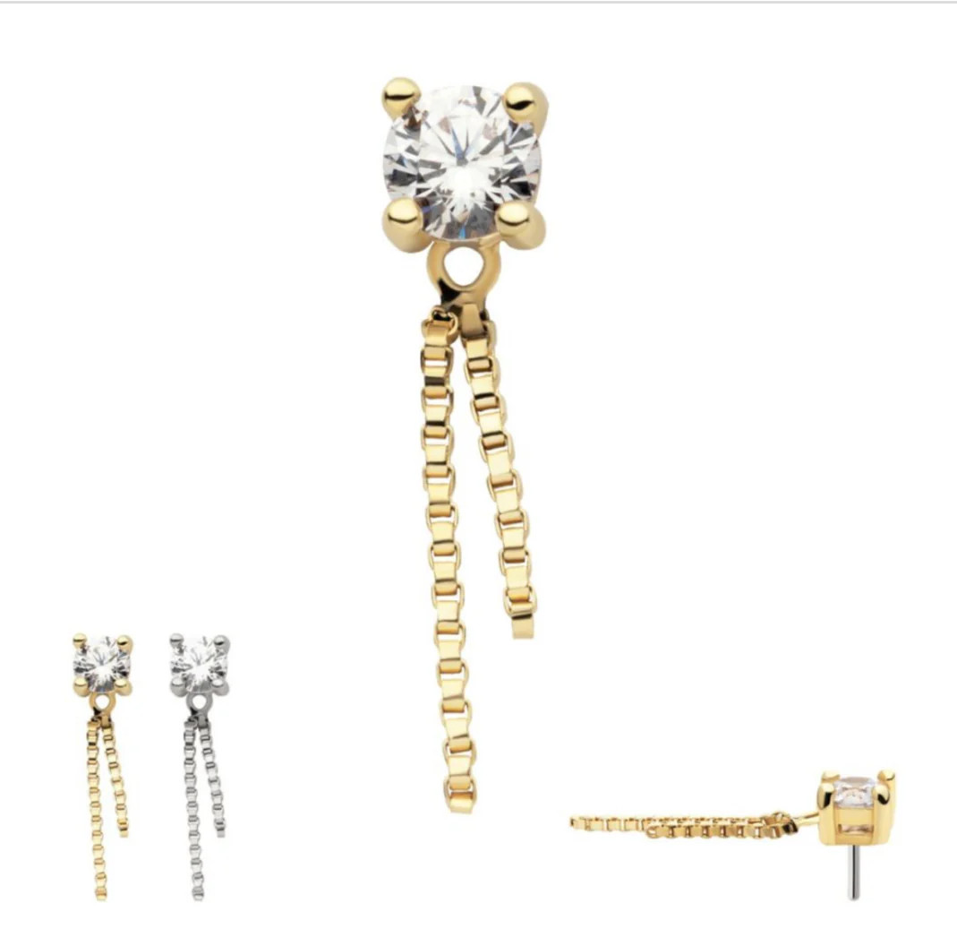 14k Diva Dangle Flat Back | Pierced by Ash Design