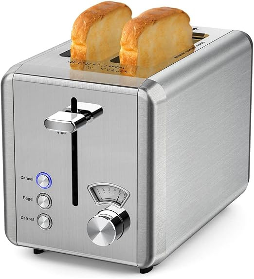 WHALL Toaster 2 Slice Stainless Steel Toasters with Bagel,Cancel,Defrost Function, 1.5in Wide Slo... | Amazon (US)