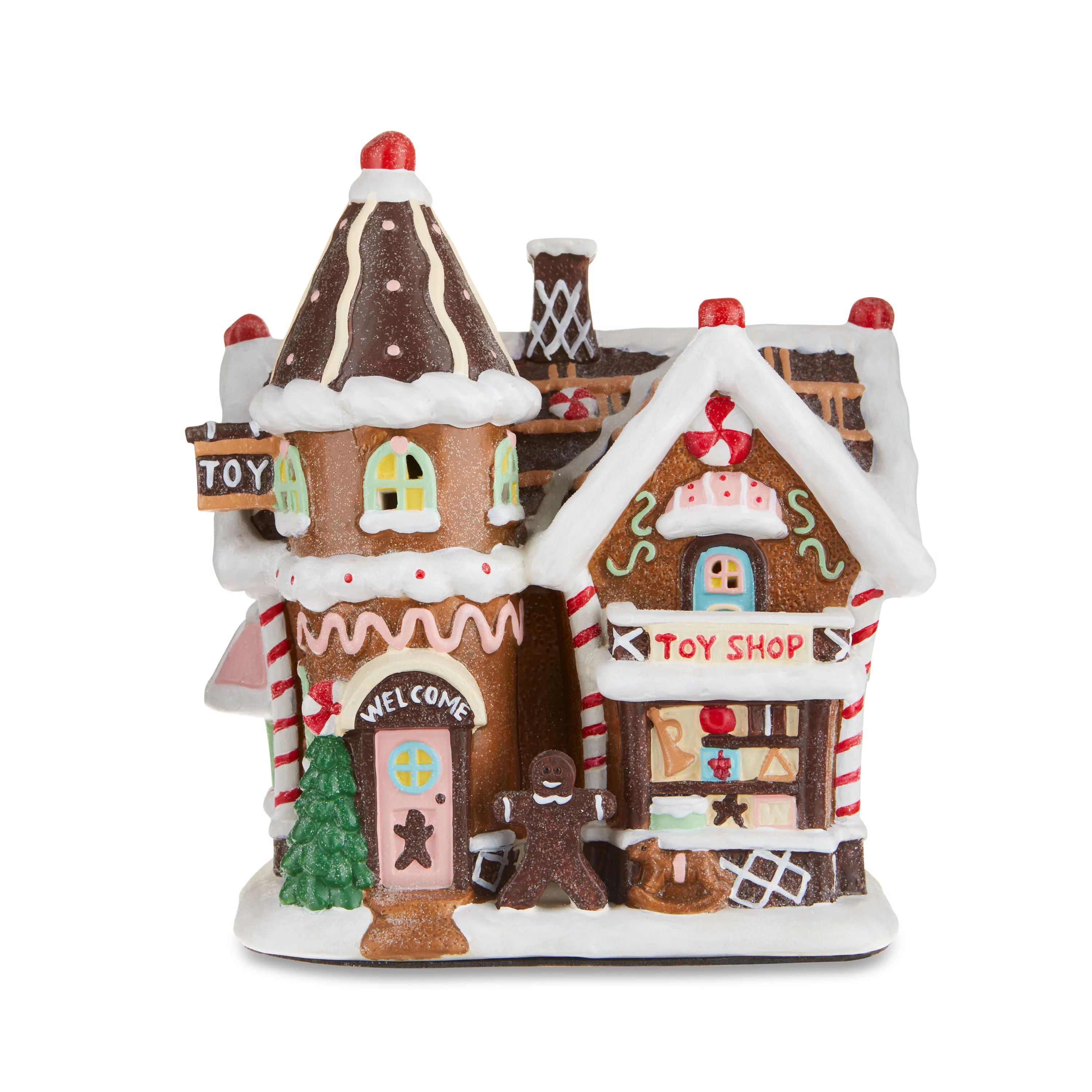 Christmas Village Light-up Gingerbread Toy Shop, Multi-color,10", 3.74lb, by Holiday Time | Walmart (US)