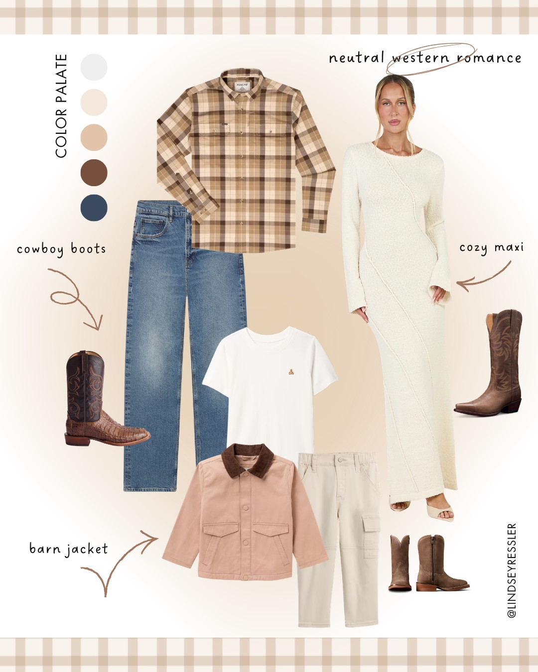 Fall family photo outfits that actually look good together 🤎📸

If you’re planning family photos this fall, save this one! 🍂 I’m loving the neutral western look this year — warm browns, creamy whites, denim, and just the right amount of western-inspired details. 🤠

The goal: coordinated, not matchy-matchy ✨ Think textures, earthy tones + a mix of casual and elevated pieces so everyone looks pulled together without looking overly styled.

🤎 Neutral fall color palette
👖 Denim + western boots
🤍 Flowy white dress
🍂 Easy layers for the whole family
📸 Perfect for fall family photos

Save this for your fall photo outfit inspo + shop the looks on LTK!

#LTKStyle #LTKFamily #LTKFindsUnder100 #FallFamilyPhotos #FamilyPhotoOutfits #FallOutfitIdeas #FamilyPictureOutfits #FallFamilyPictures #WesternStyle #NeutralStyle #WesternFashion #FamilyPhotoInspiration #FallStyle #FallFashion #OutfitInspo #FamilyOutfitIdeas 

 #LTKmomlife #LTKSeasonal #LTKKids