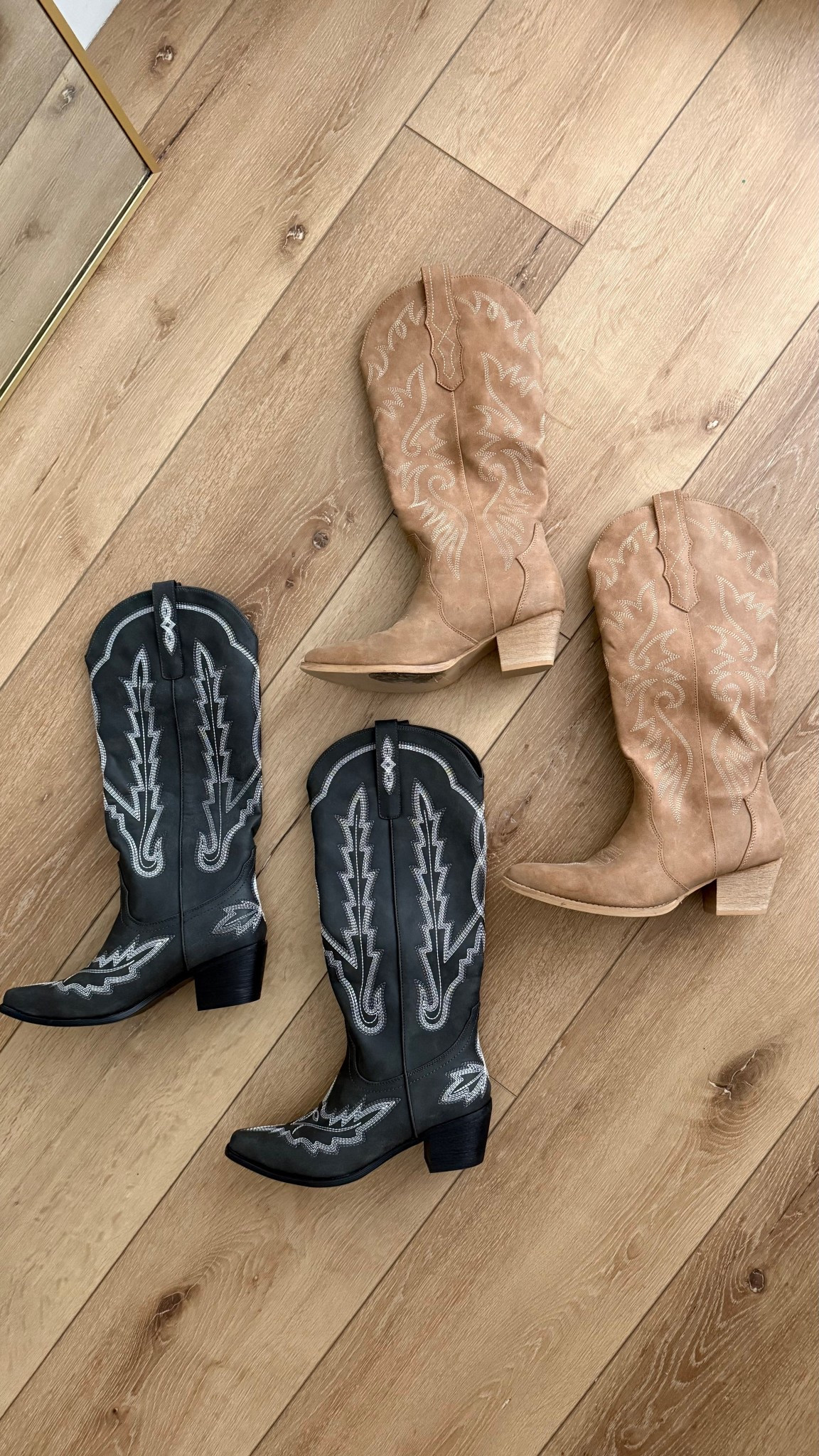 Amazon western boots- grabbed these for stagecoach bc I didn’t want to ruin nice boots and they are both great quality! 
