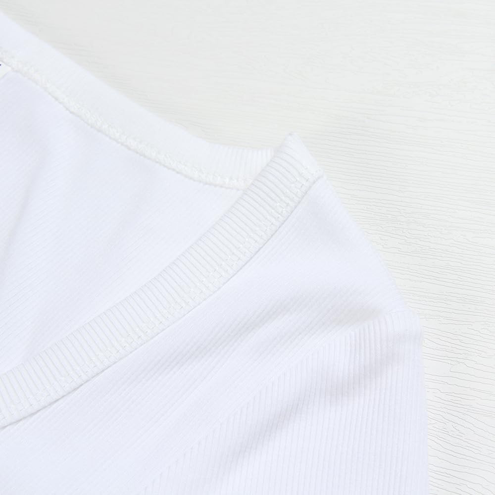 PALINDA Women's Crew Neck Ribbed Fitted Shirt Basic Short Sleeves Summer T Shirt Tops | Amazon (US)