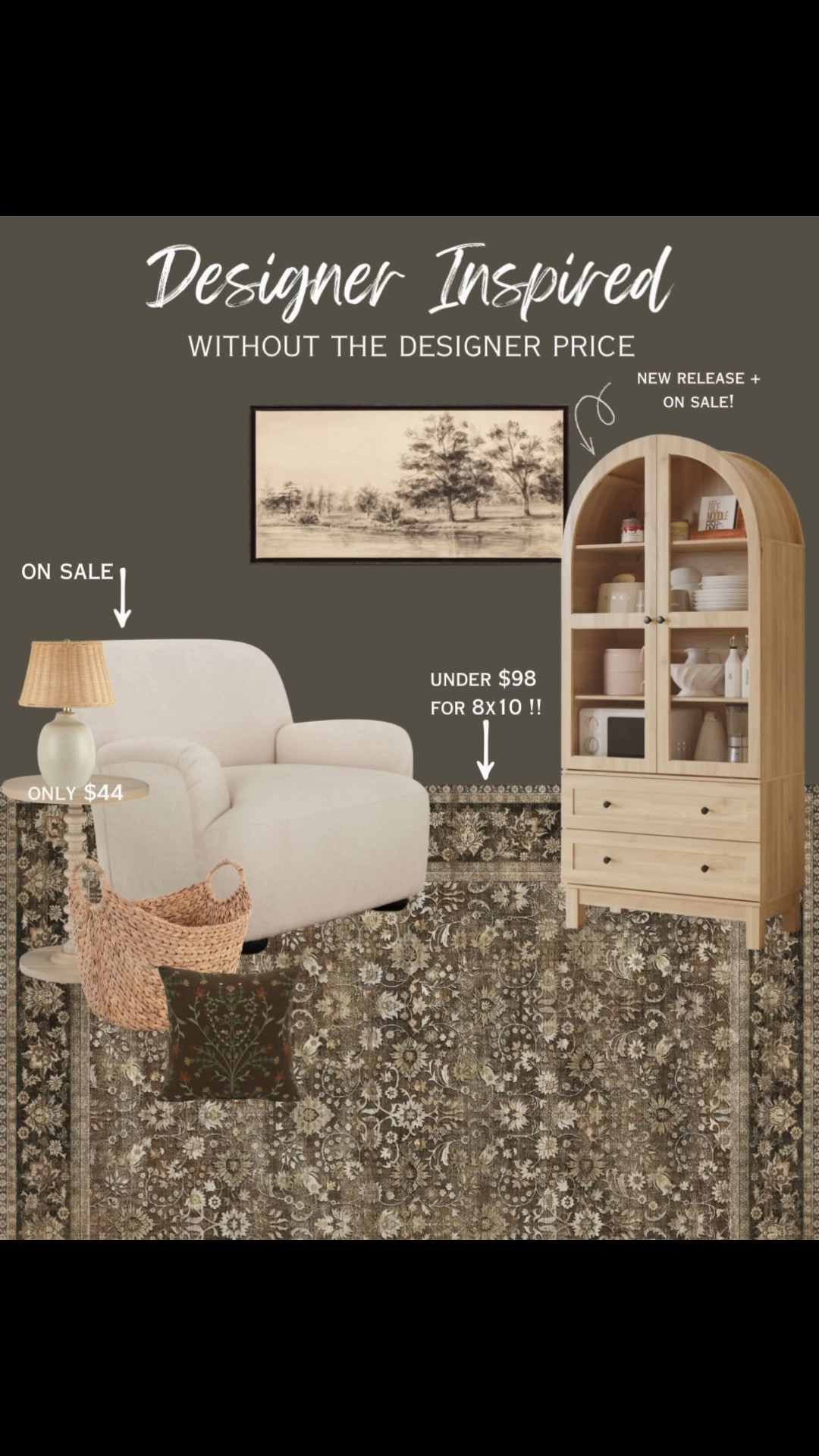 Affordable home decor inspo. So many great prices on home furniture and decor! Shop by clicking the thumbnails! Wall art, modern farmhouse, accent chair, chair, living room chair, modern farmhouse living room, arched cabinet, curio cabinet, dining room cabinet, area rug, living room rug, area rug, rug, rugs, wall art, farmhouse wall art, lamp, table lamp, accent table, side tablee

#LTKSaleAlert #LTKvlog #LTKHome