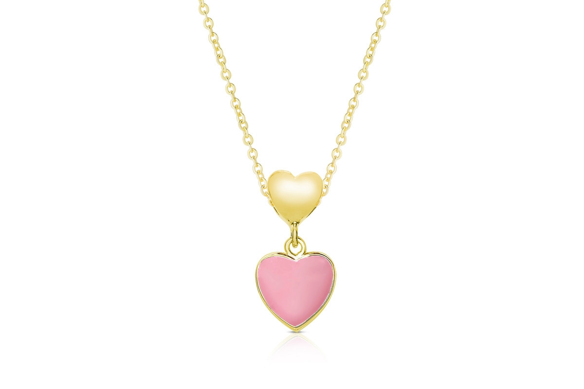 Lily Nily Girls Pink Double Heart Pendant - Pink | Macy's