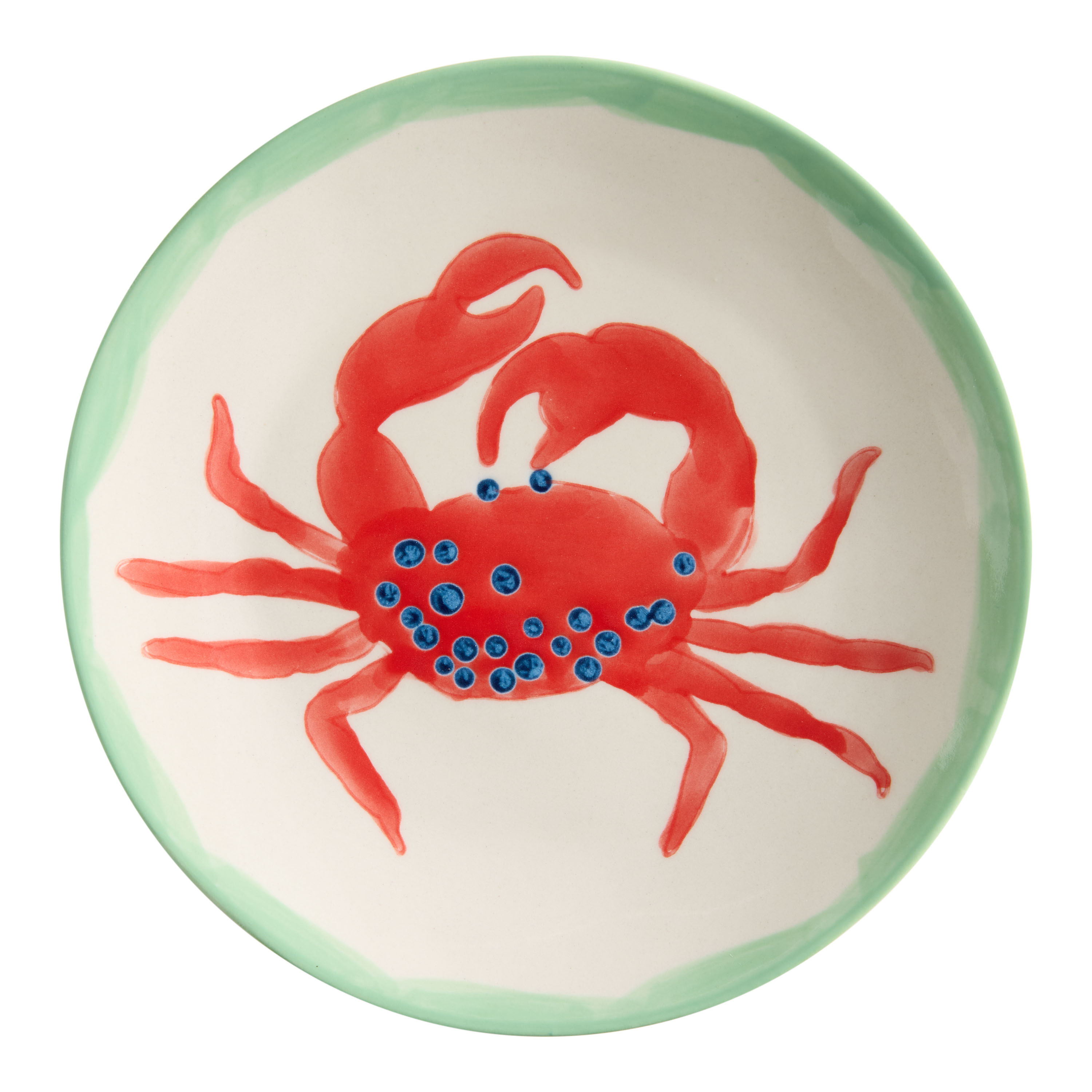 Red and Green Crab Hand Painted Appetizer Plate | World Market