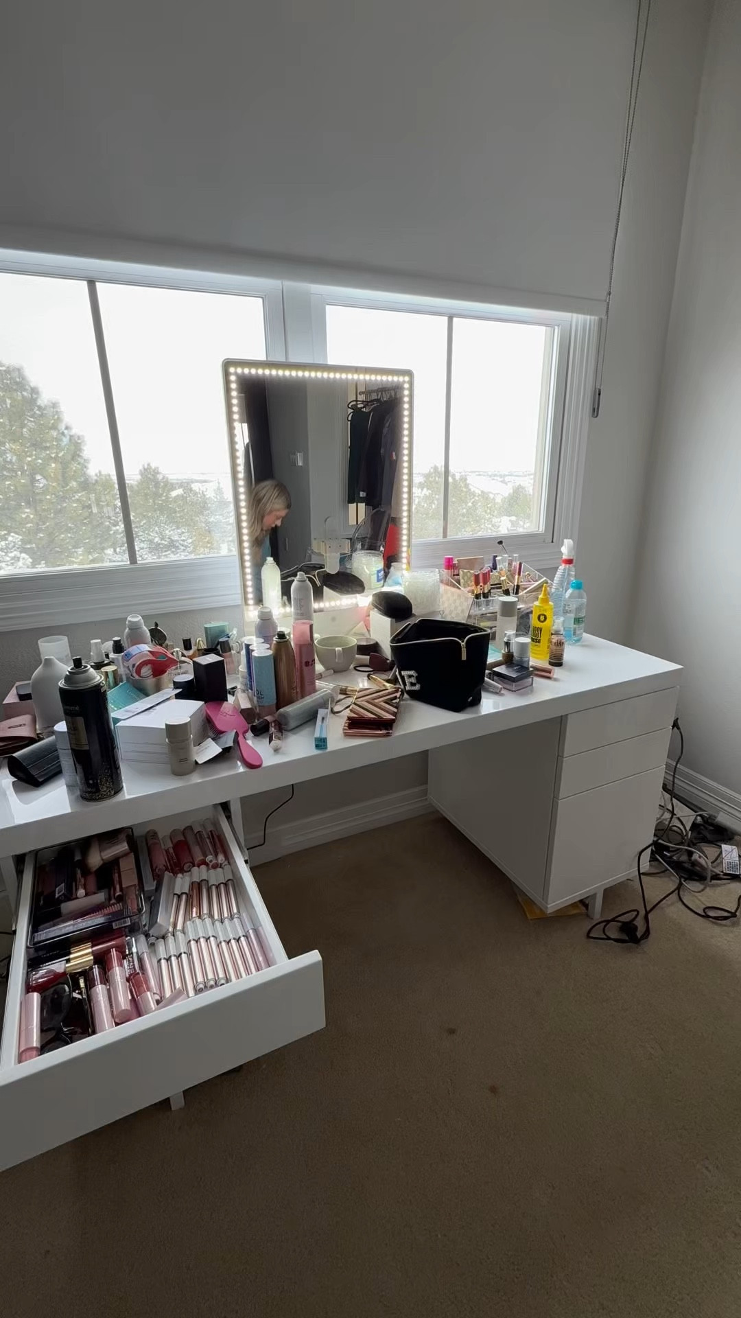 Vanity desk. Perfection for getting ready. Mirror light great for content creation. Storage and organization for all your makeup, hair and perfumes! 

#LTKHome #LTKBeauty #LTKSaleAlert