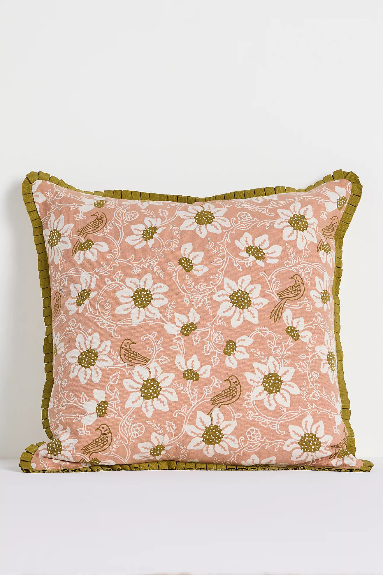 Reece Cotton Printed Ruffle Floral Pillow | Anthropologie (US)