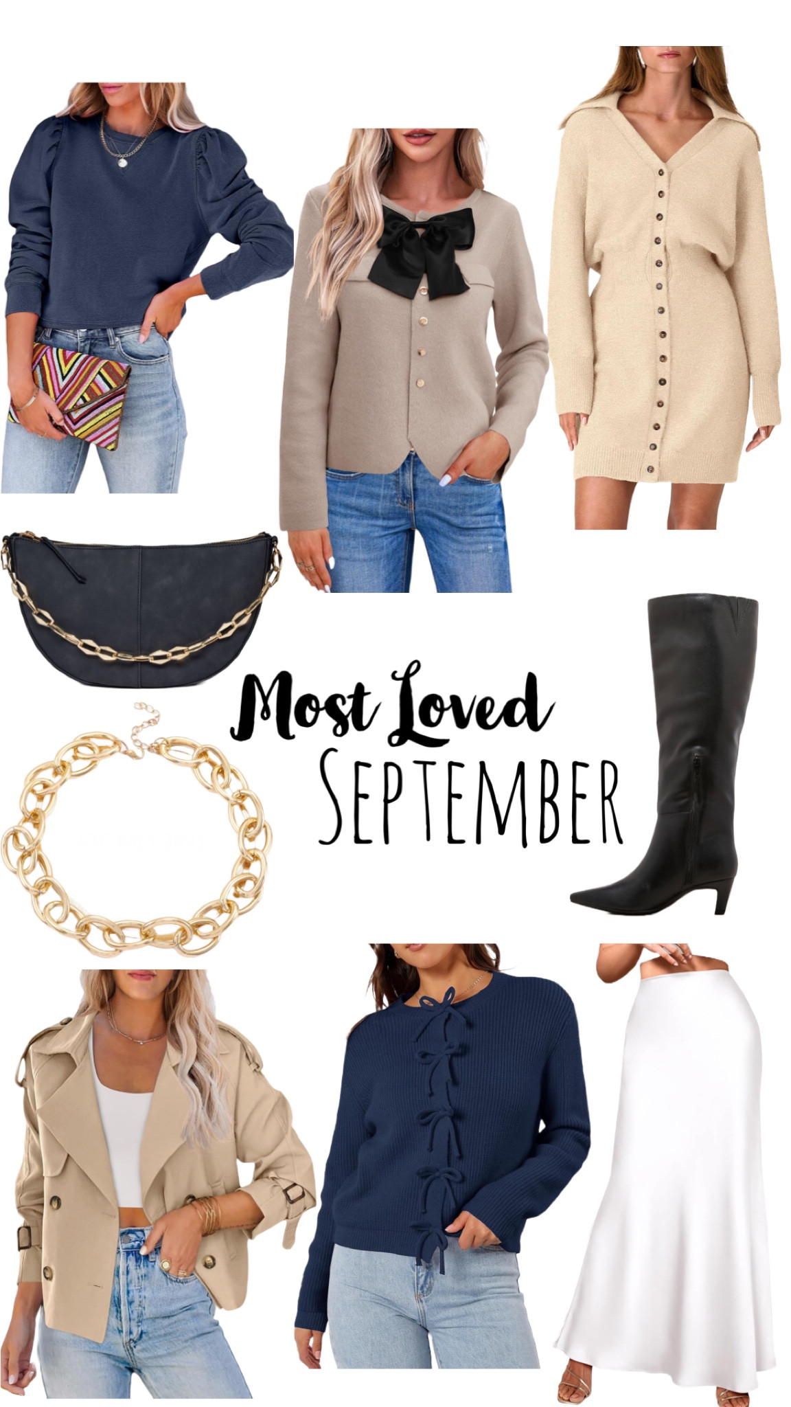Even though most of the country is still feeling like summer temps, Fall fashion definitely topped September’s most loved. All of the sweaters runs TTS, along with the skirt and boots. If in between sizes, size up on sweater dress. It is incredibly soft and comfortable, plus amazing quality. The purse looks like the JCrew version that sold out immediately. 

| looks for less | fall fashion | sweater dress | skirt | sweater | everyday looks | kitten heel boots | knee high boots | how to wear | Fall purse | elevated fashion |  cozy sweaters | 

#LTKSaleAlert #LTKOver40 #LTKSeasonal