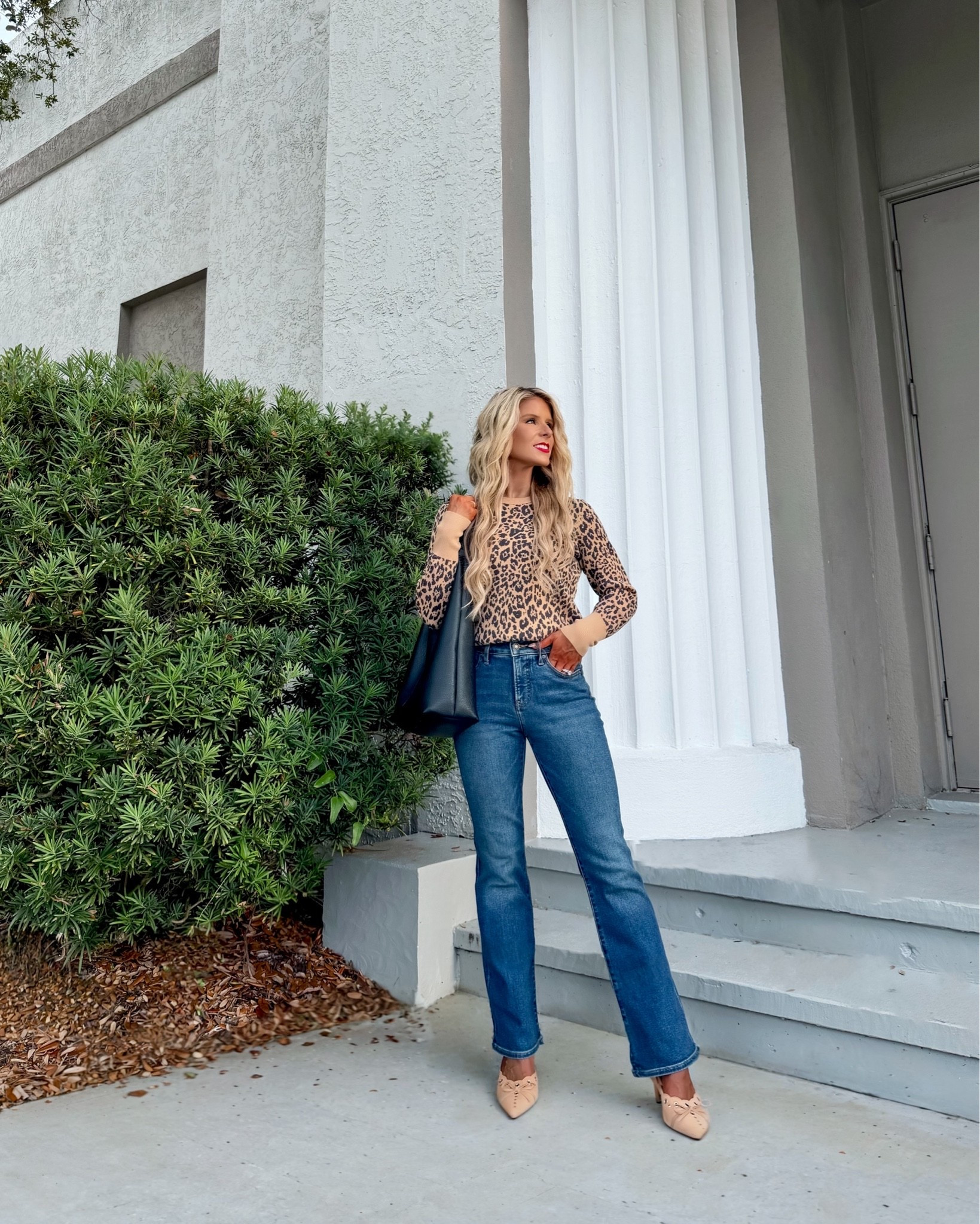 FALL OUTFIT ON SALE! Leopard sweater + jeans from @Express styled as a trendy casual fall outfit! The bootcut jeans are PETITE-friendly (come in short) + come in 7 different washes. 

casual outfit, fall jeans outfit, petite jeans, short jeans, dark wash jeans, leopard print sweater, fall fashion trends 2026, fall sweater outfit, petite fall outfit

#LTKSaleAlert #LTKPetite #LTKootd