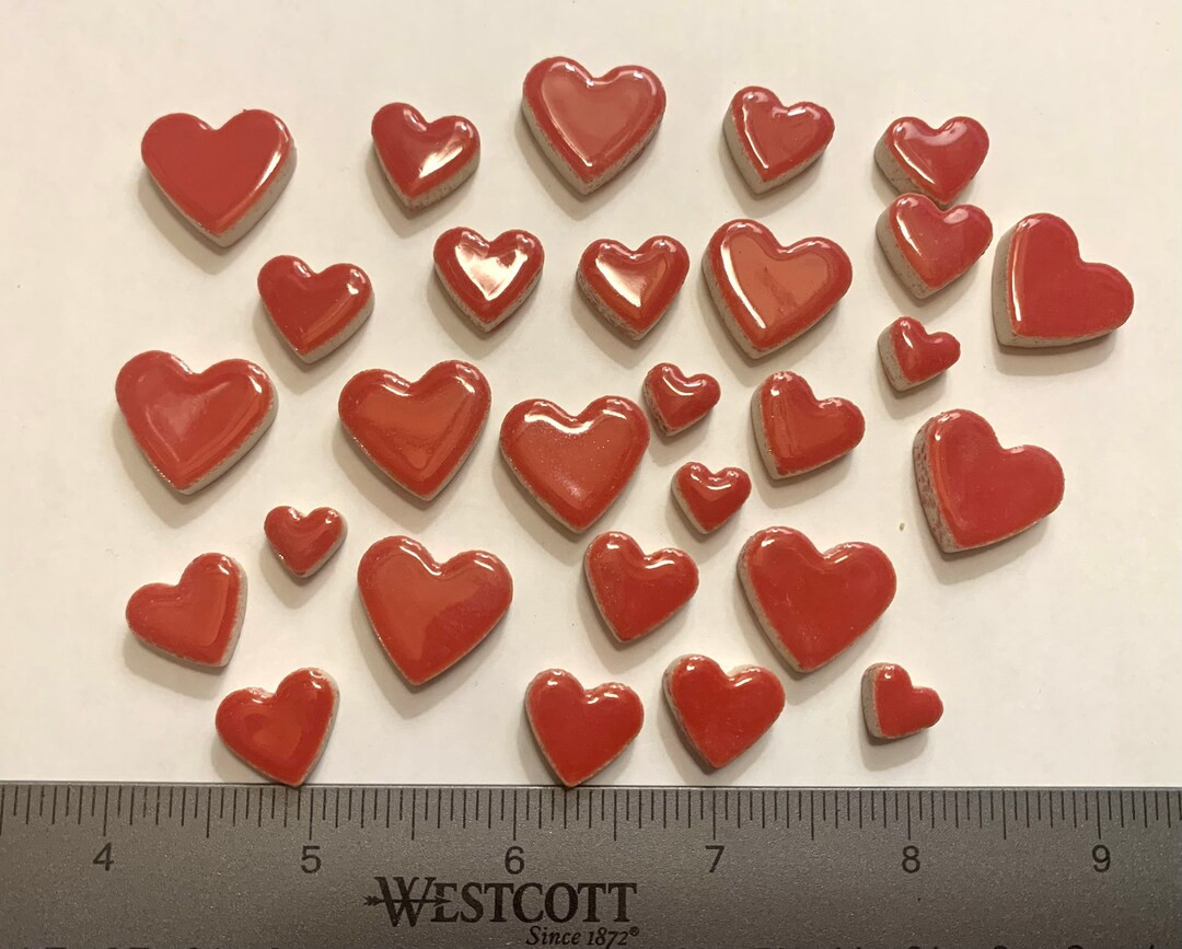 Mosaic Tiles/Red Ceramic Hearts Mix//50g mix of 3 sizes// +\- 35pc//Mosaic Surplus | Etsy (US)