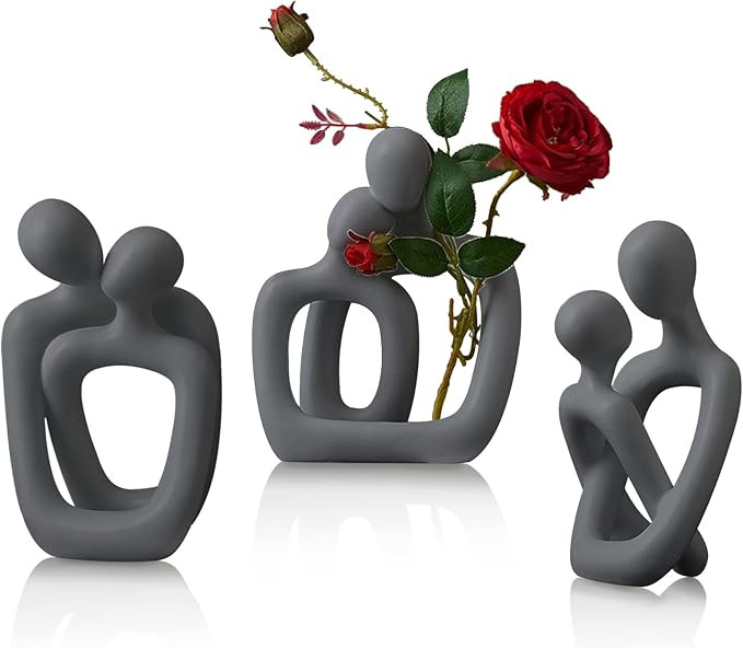 Grey Decor Home Statues Couple Sculpture for Living Room, Modern Abstract Figurines Collectible O... | Amazon (US)