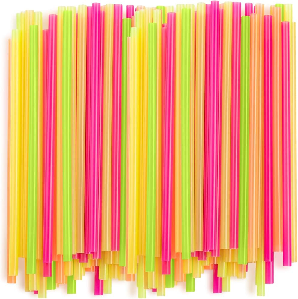[100 Pack] Wide Straws for Drinking & Smoothies - Assorted Colors | Amazon (US)