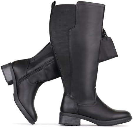 Women's Extra Wide Calf Knee High Boots with Side Zipper and Stretch Panel | Amazon (US)