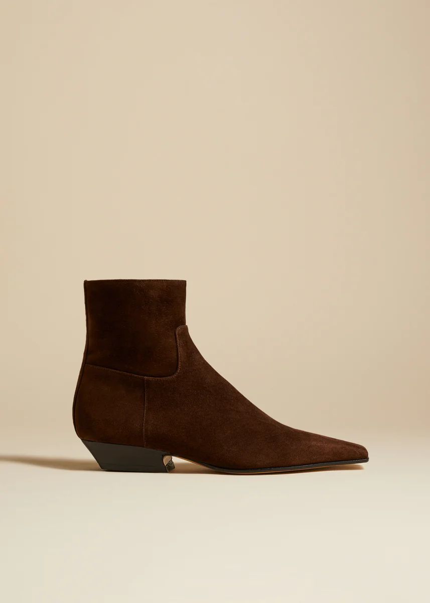 The Marfa Ankle Boot in Coffee Suede | Khaite
