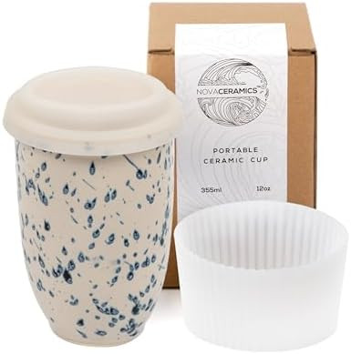 NOVA CERAMICS Travel Mug - Travel Size Mug – Reusable Coffee Mug Unique to Go Mug – Microwave... | Amazon (US)