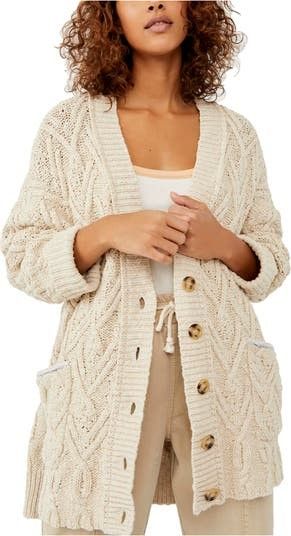 Free People Montana Cable Cotton Cardigan | Nordstrom | Nordstrom