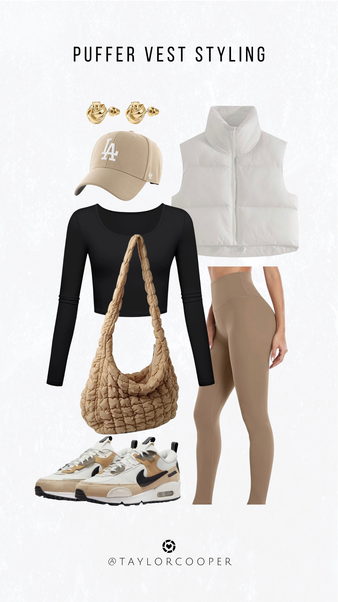 Beige, black and white puffer vest styling ✨ An easy go-to look this fall!

#LTKunder50 #LTKSeasonal #LTKstyletip