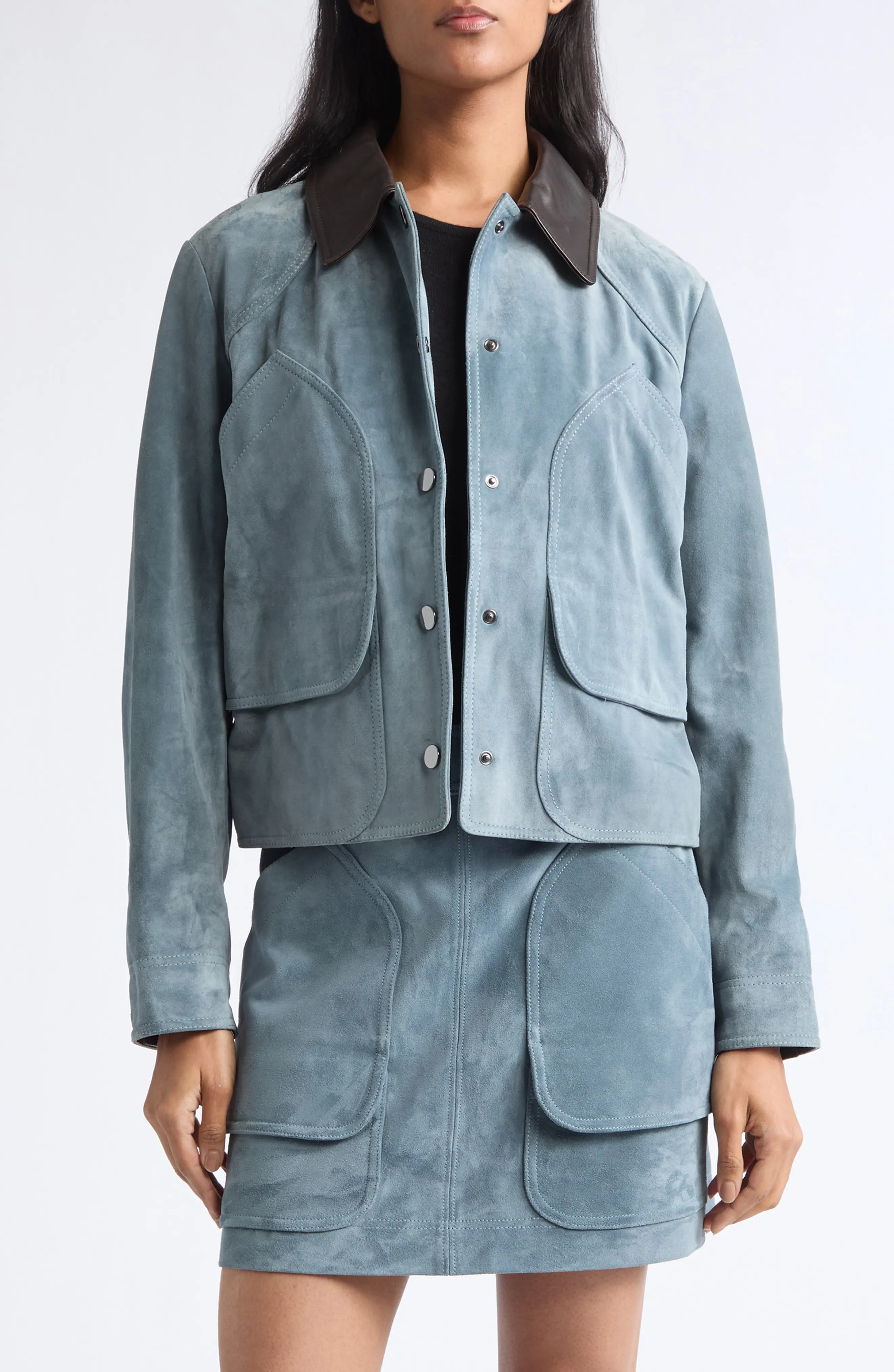 Veronica Beard Walters Cropped Suede Barn Jacket (Women) | Nordstrom | Nordstrom