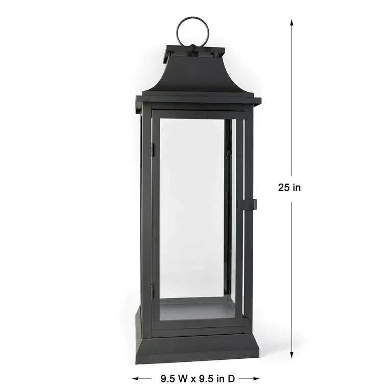 Serene Spaces Living Black Hurricane Lanterns with Clear Glass Panels, Home Decor, Large | Walmart (US)