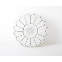 Moroccan Poufs White With Gray Make A Luxurious Touch To Your Living Room, Bedroom, Or Personal Space By Bringing Together Couches, Tables | Etsy (US)