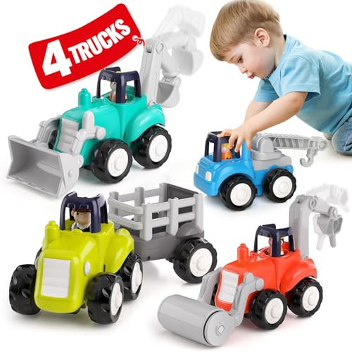 HOLA Toys for 1 2 Year Old Boy Toys Birthday Gift - 4 PCS Toy Cars 4WD Friction Power Truck, Toddler Toys 1-2, Baby Boy Cars for Toddlers 1-3 Easter Stocking Stuffers | Amazon (US)