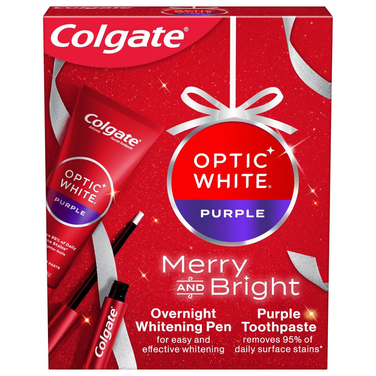Colgate Optic White Overnight Teeth Whitening Pen and Purple Toothpaste Holiday Gift Set | Target