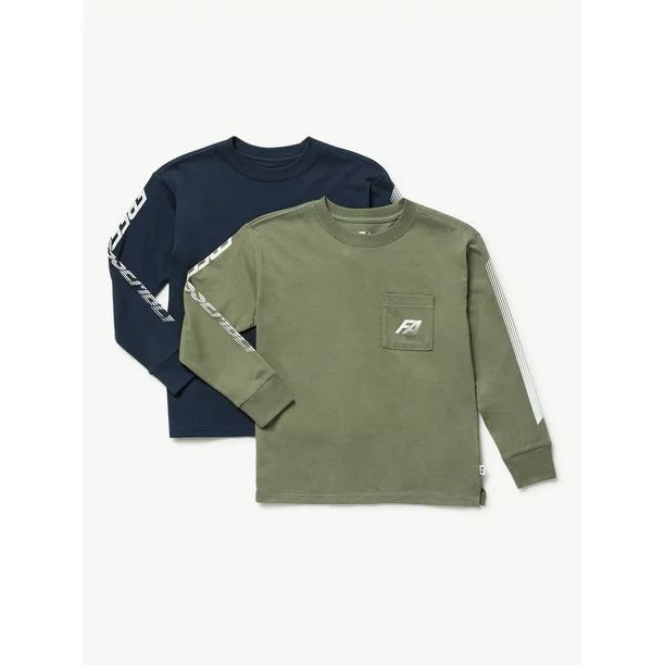 Free Assembly - Free Assembly Boys Long Sleeve Graphic T-Shirt, 2-Pack, Sizes 4-18 - Walmart.com | Walmart (US)