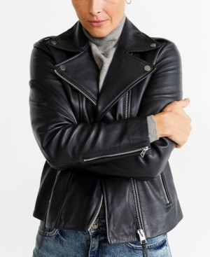 Mango Women's Leather Biker Jacket | Macys (US)