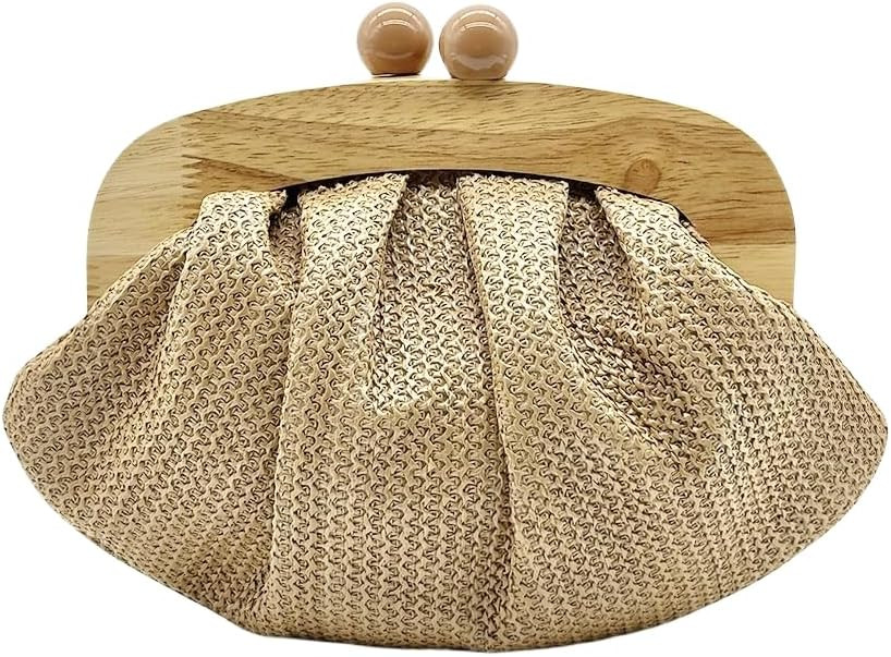 UMREN Straw Dumpling Clutch Purse for Women Woven Straw Clutch Evening Handbag Summer Vacation Be... | Amazon (US)