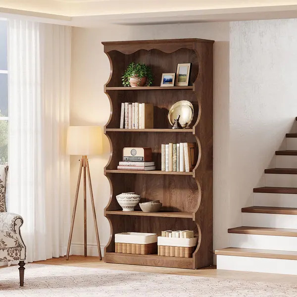 70-Inch Tall 5-Tier Bookcase with Curved-Edge Design | Bed Bath & Beyond