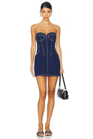 Emilia Denim Mini Dress in Blue | Revolve Clothing (Global)
