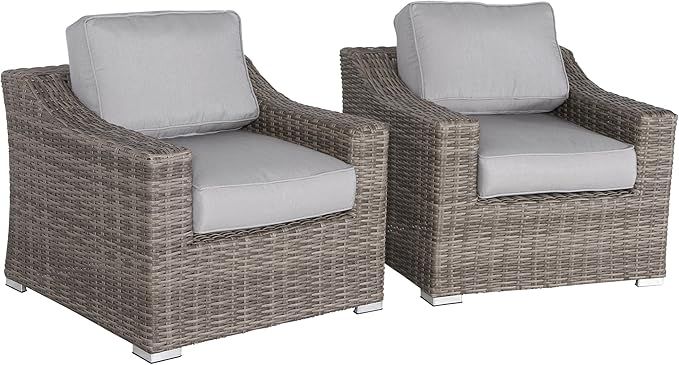 Century Modern Outdoor Marina Collection Patio Sofa Set, All Weather Wicker Rattan Outdoor Seatin... | Amazon (US)