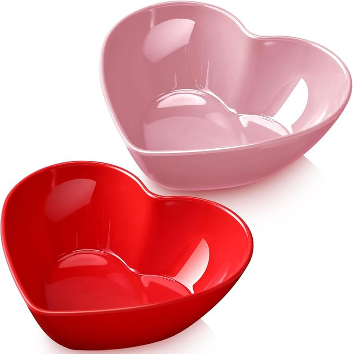 Layhit 2 Pcs Heart Shaped Bowl Salad Heart Appetizer Bowls Plastic Snacks Holder for Valentine We... | Amazon (US)