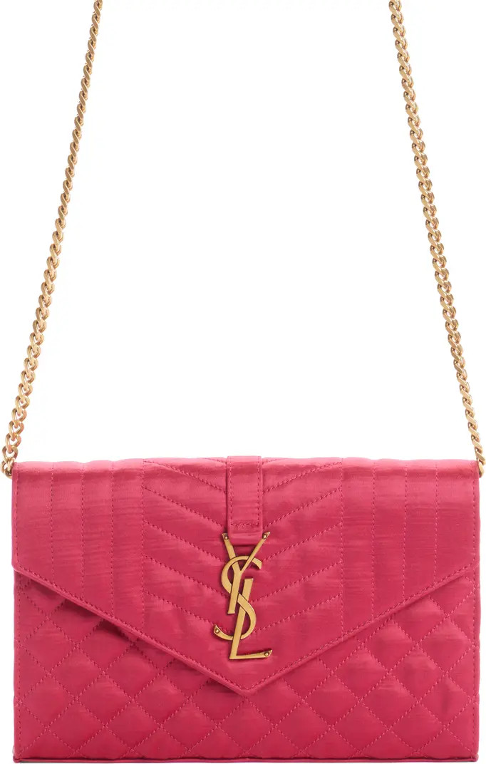 Saint Laurent Envelope Matelassé Satin Wallet on a Chain | Nordstrom | Nordstrom