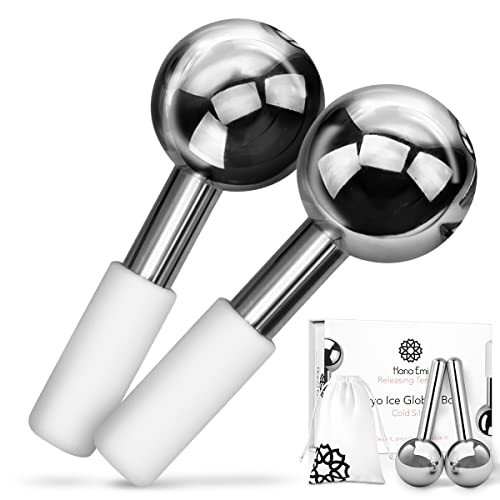 Hana Emi Ice Globes for Face Neck & Eyes, Unbreakable Stainless Steel Gua Sha, Facial Ice Globes for Puffiness, Wrinkles, Dark Circles, Headaches & Collagen Production, Masajeador Facial (Set of 2) | Amazon (US)