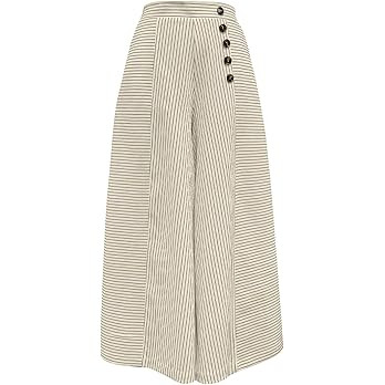 SHENHE Women's Striped Wide Leg Pants Culottes Elastic High Waisted Casual Palazzo Pants | Amazon (US)
