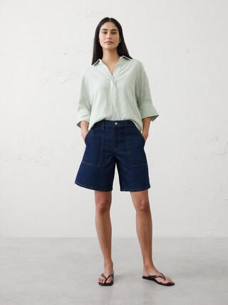 Mid-Rise Denim Bermuda Short | Banana Republic Factory