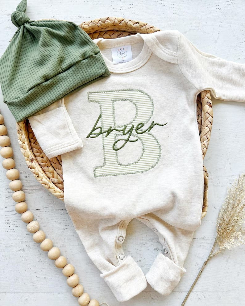 Custom green baby romper from  WonderfullyMade13914 

fold over footies | olive hat set | personalized coming home outfit | baby shower gift | green outfit


#LTKFindsUnder50 #LTKBaby #LTKKids