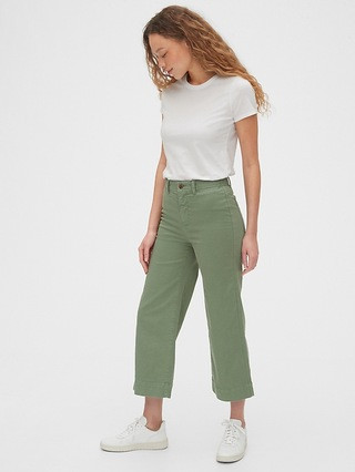 High Rise Wide-Leg Crop Khakis | Gap (US)