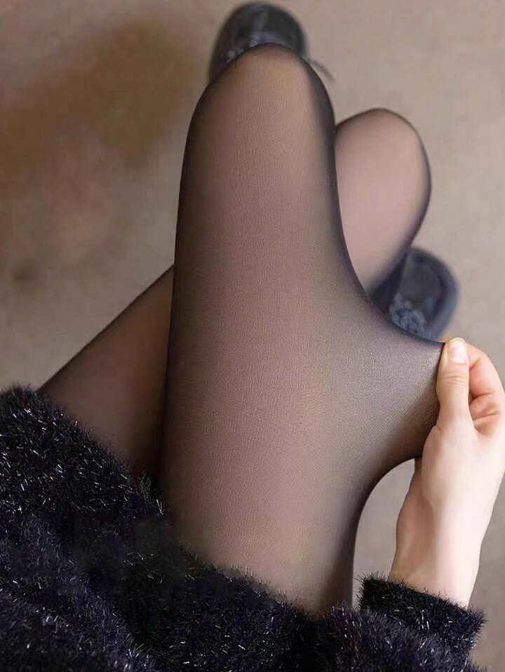 1pc Women's Thickened Tights For Autumn, Winter, Fleece Lined Black Pantyhose Warm Tights | SHEIN