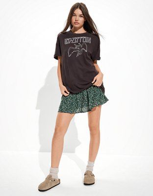AE Oversized Embroidered Led Zeppelin Graphic T-Shirt | American Eagle Outfitters (US & CA)