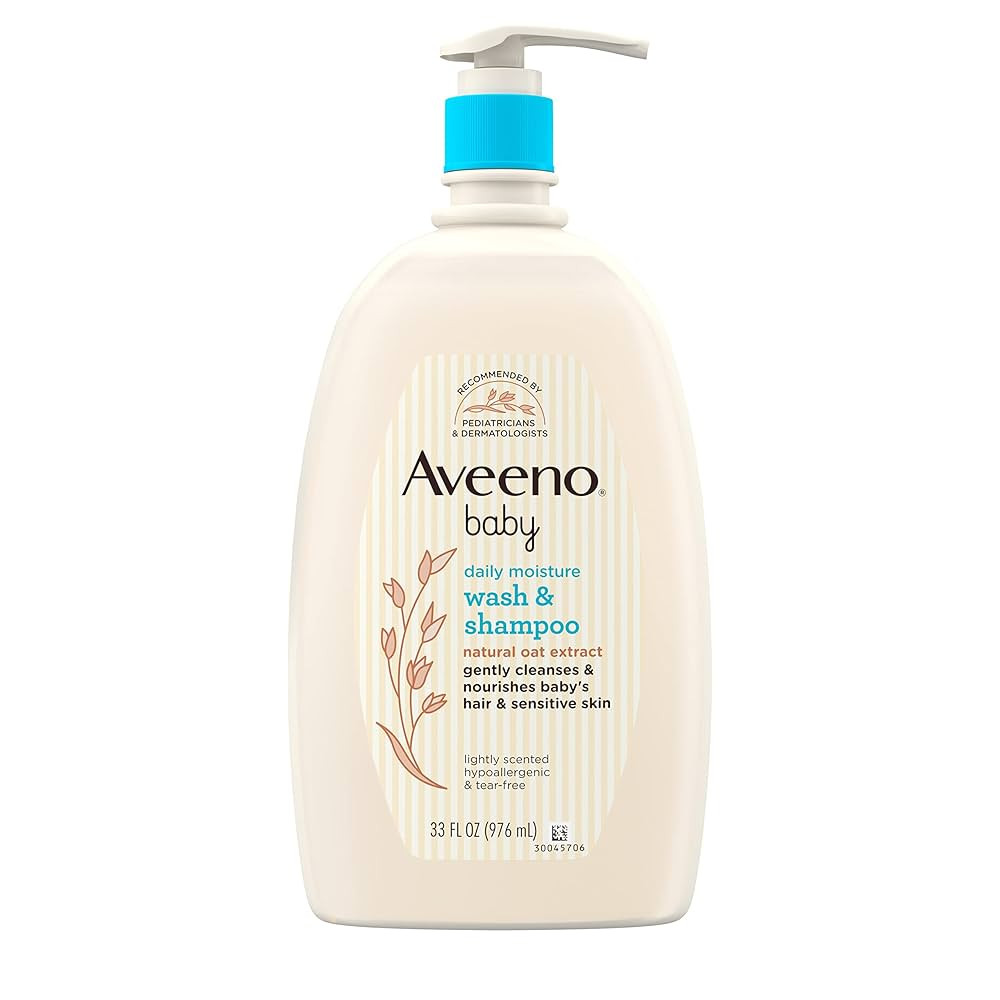 Aveeno Baby Daily Moisture Gentle Bath Wash & Shampoo with Natural Oat Extract, Hypoallergenic, Tear-Free & Paraben-Free Formula For Sensitive Hair & Skin, Lightly Scented, 33 fl. oz | Amazon (US)
