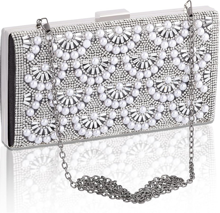 Evening Clutch Pearl Purse for Women, Party Clutches Bag Wedding Formal Handbags | Amazon (US)