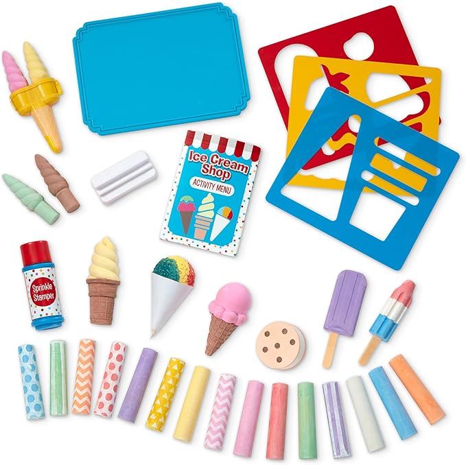 Melissa & Doug Ice Cream Shop Multi-Colored Chalk and Holders Play Set - 33 Pieces, Great Gift fo... | Amazon (US)