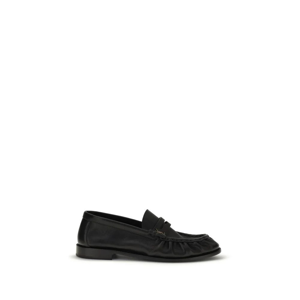 Saint Laurent Black Calf Leather Bos Taurus Slip-On Loafers | VAZLUXE
