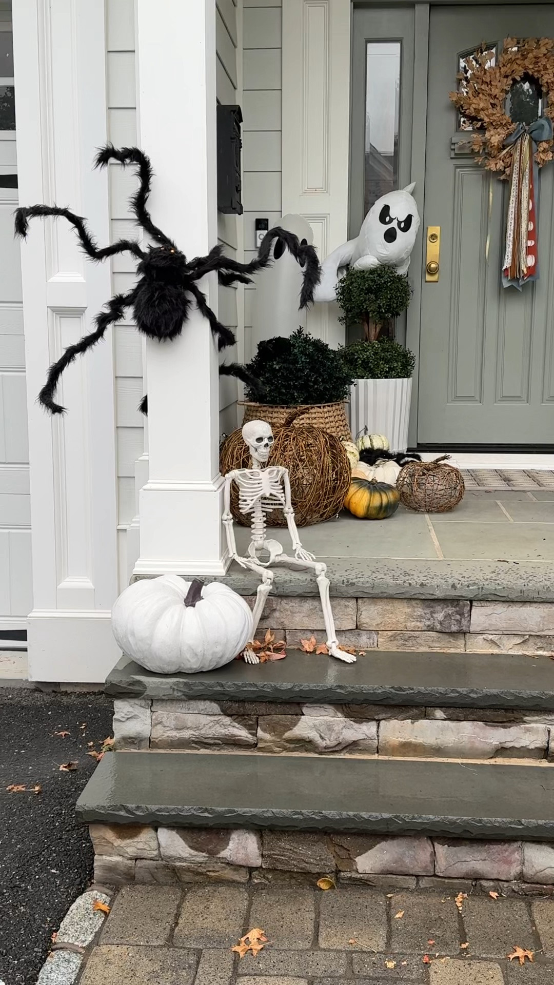 Pouring rain all day here but it still looks festive 👻

Halloween decorations that your kids will love (and you won’t mind having out on your porch) there’s still time to grab some and they’re on sale too!!

Halloween decorations, Halloween front porch, Halloween decor