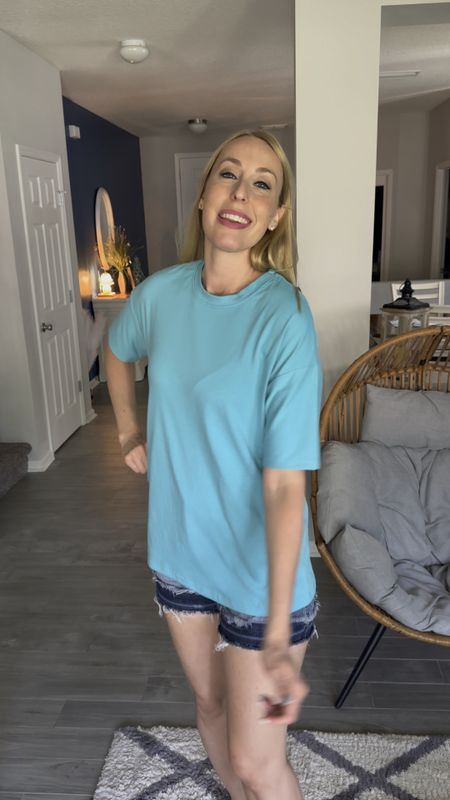 Outfit in motion 
🩵 I love how comfortable this tee is 
🩵 oversized is great for boat and trips to wear over the swimsuit and I love it for a travel top

#LTKVideo #LTKFindsUnder50 #LTKTravel
