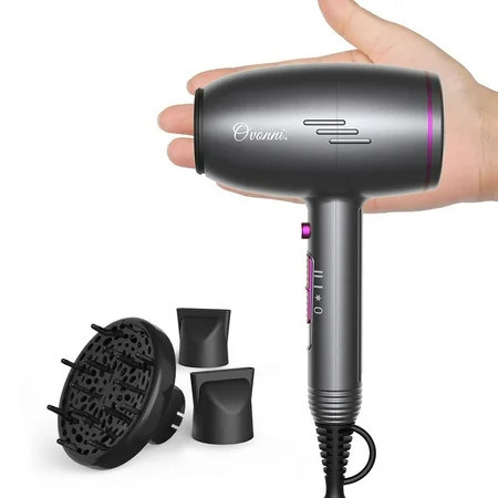 Ovonni Mini Hair Dryer with Diffuser, Professional Portable 1400W Negative Ion Ceramic Tourmaline AC | Walmart (US)