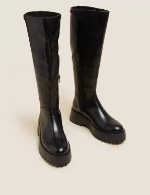 Leather Chunky Flat Knee High Boots | Marks & Spencer (UK)